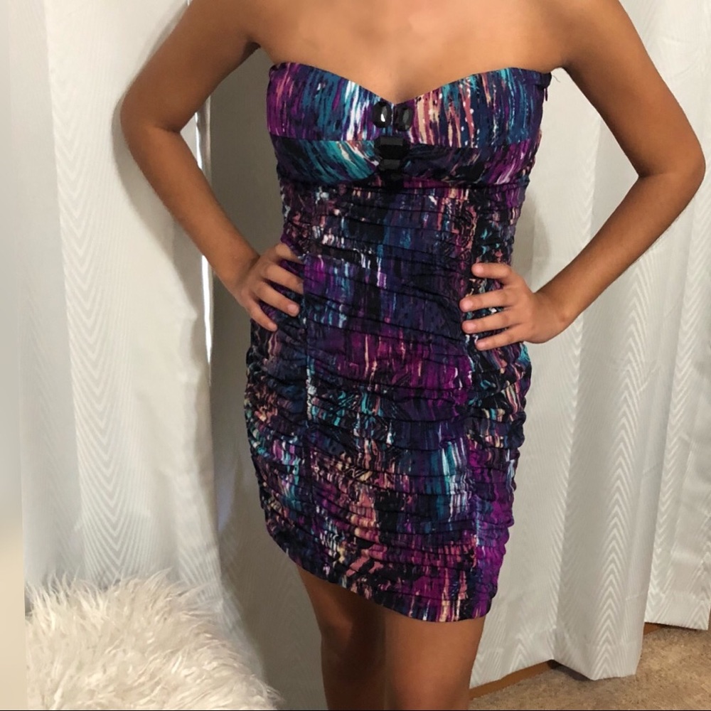 Arden B multicolored strapless sexy dress